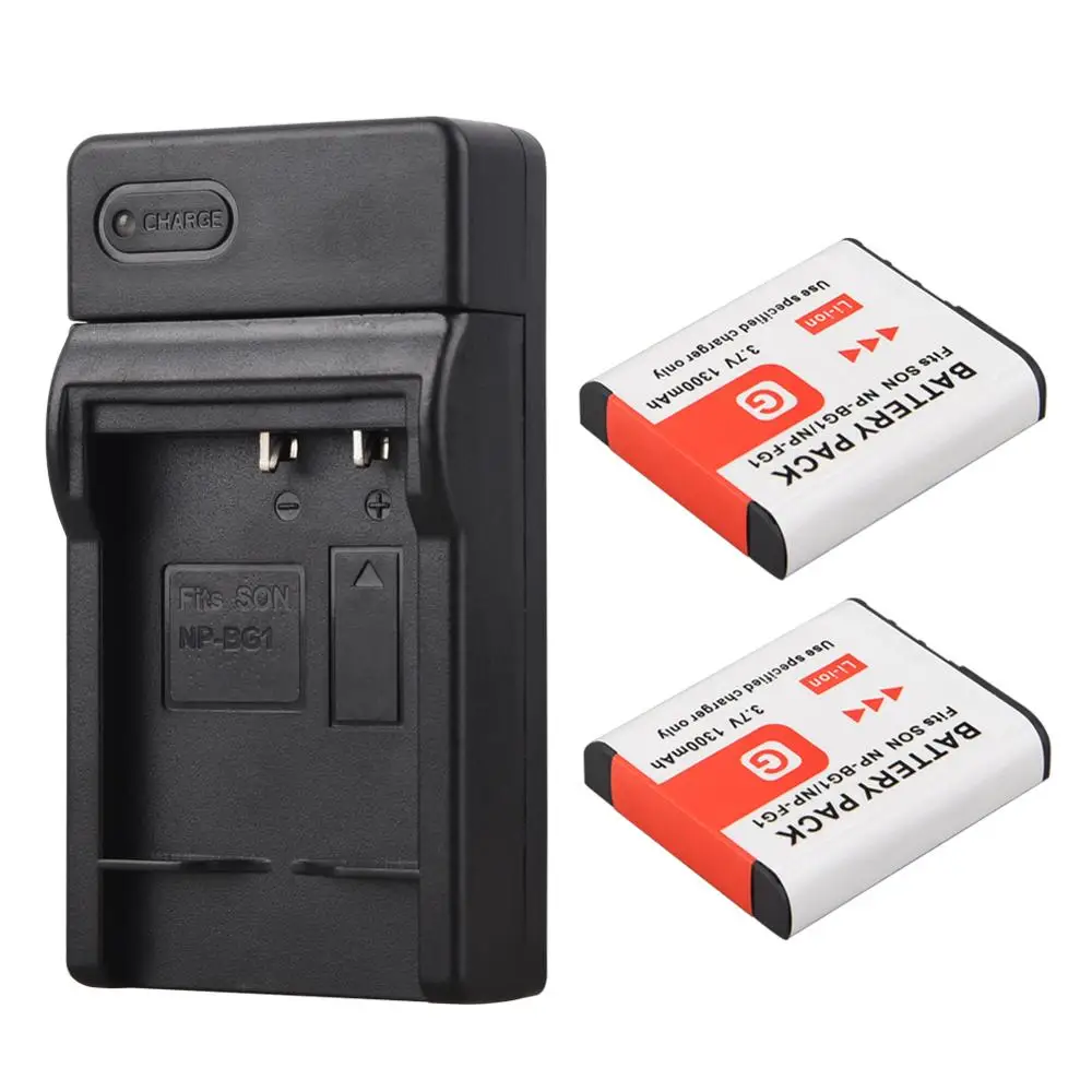 2 шт. 3 7 V Batteria NP-BG1 NP BG1 NP-FG1 батарея для цифровой камеры + зарядное устройство Sony 1300mah