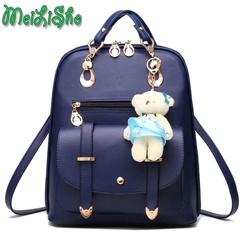 

Fashion Bear Backpack Female School Bags For Girls Backpacks For Women Bag Travel Shoulder Bags sac a main PU Leather Backpack