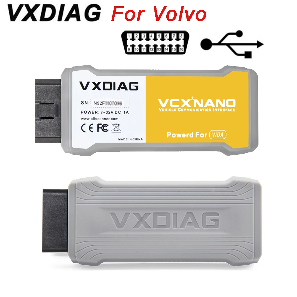 VXDIAG VCX NANO диагностический инструмент для volvo vida dice 2014D OBD2 сканер VCX NANO OBD2 инструмент для чтения кода 2014D vida dice Pro