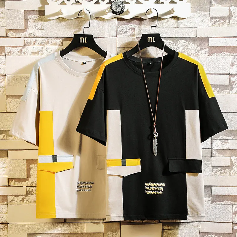 

EL BARCO Cotton Hip Hop Men T-Shirt Summer Short-Sleeve Fashion Designer Streetwear Male Tees Tops Black Grey Harajuku Tshirt
