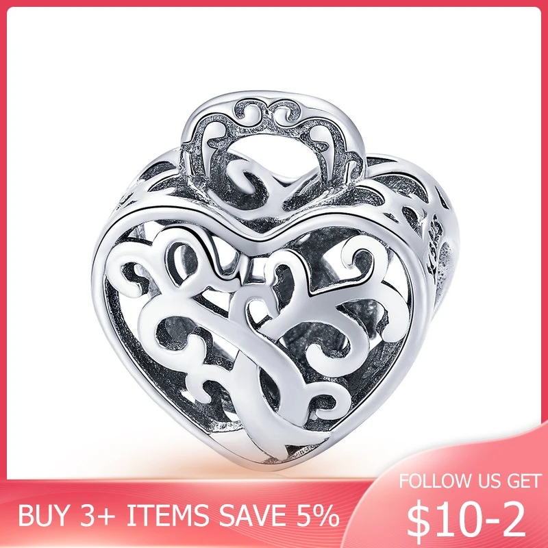 

CodeMonkey 925 Sterling Silver Openwork Tree Leaves Leaf Heart Pave Beads fit Women Charm Bracelets Necklaces DIY Jewelry CMC726