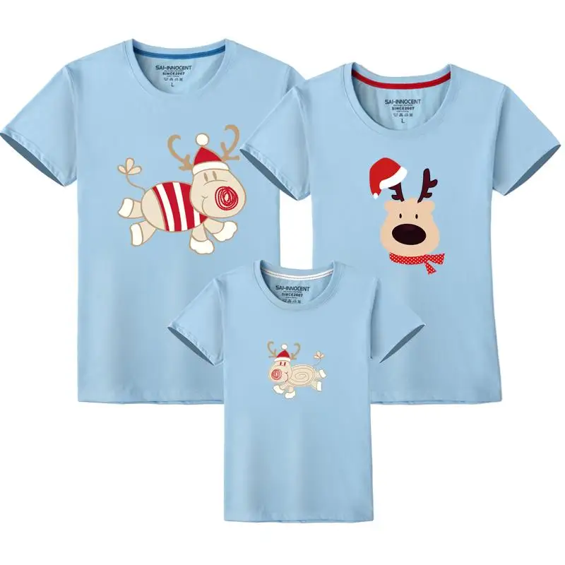 Рождественская семейная футболка с оленем; одежда для мамы и меня; одинаковые комплекты одежды для семьи с героями мультфильмов; одежда для мамы, дочки, папы и ребенка