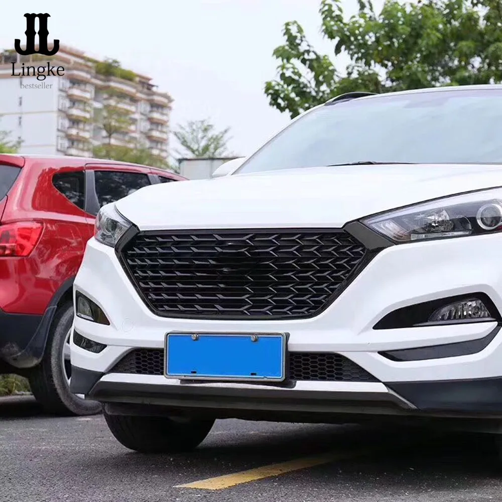 

For Hyundai Tucson 2015-2018 FUSION RACING GRILLE GRILL FRONT MASK COVER GRILLS FIT FOR FUSION MONDEO BLACK SILVER CAR STYLING