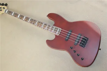 

Chinese guitar factory custom New Matte brown left hand 4 string bass guitar Jazz electric Bass guitar12yue
