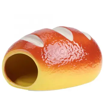 

Small Animal Cute Unique Bread Shape Ceramic Hamster House Small Animal Chinchilla Sleeping Bed Pet Supplies Pet Guinea Pig