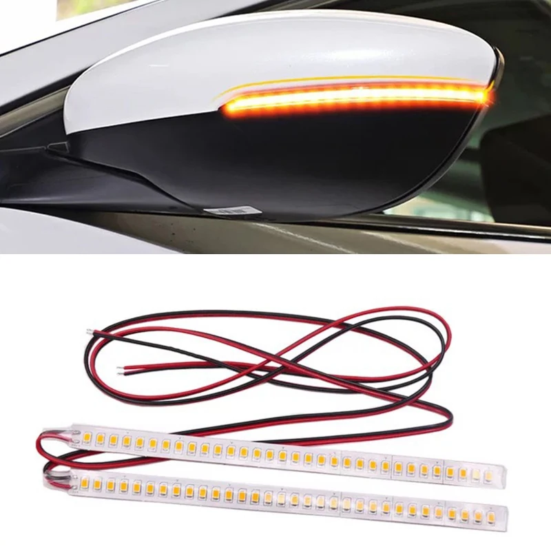 

AOZBZ Car Rearview Mirror Indicator Lamp Streamer Strip Flowing Turn Signal Lamp Amber 28 LEDs Car Light Source Car Decoration