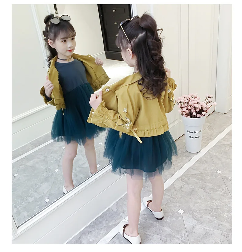Детская одежда с платьем платье-пачка с длинными рукавами + хлопковое пальто комплекты одежды из 2 предметов для девочек от 3 до 12 лет