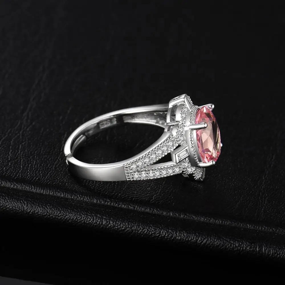 JewelryPalace, Ретро стиль, разделенный хвостовик, 3ct, овальный, создан, морганит, сапфир, регулируемое, Открытое кольцо, 925 пробы, серебро