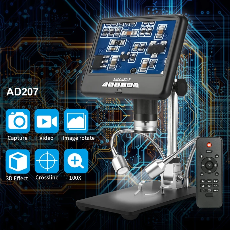 Andonstar 7 дюймовый цифровой микроскоп 100X HD 3D видео микроскопы ювелирные изделия