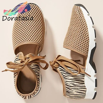 

DORATASIA New INS Hot Lady Summer Sneakers Sandals Leopard Platform Gladiator Sandals Women 2020 Casual Wedges Shoes Woman