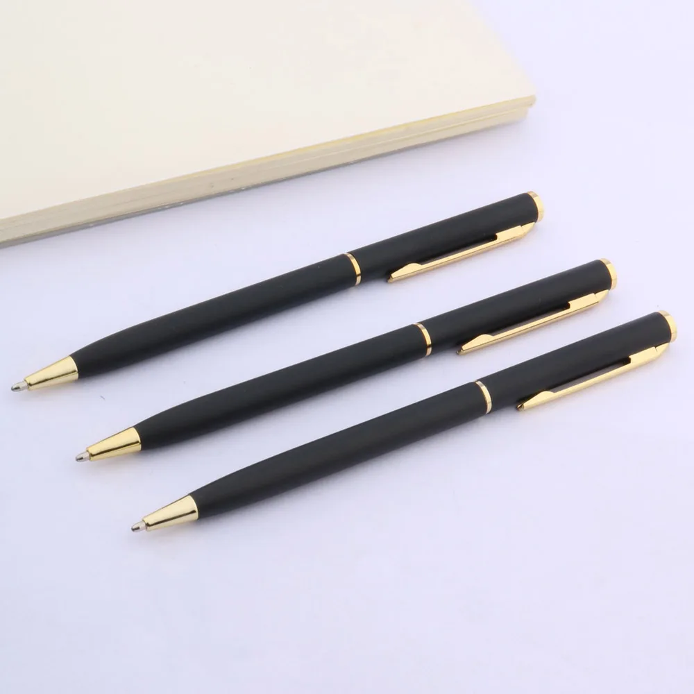 Ballpoint pen 006 MATTE BLACK metal classical golden student Ballpoint Pen men signature INK PENS Stationery Office Supplies