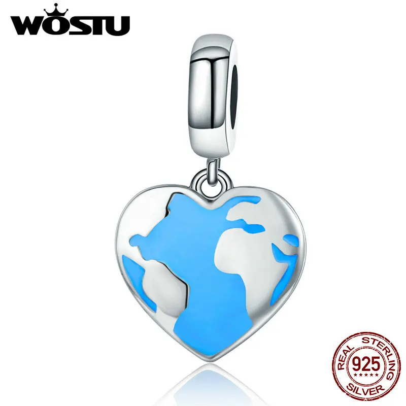WOSTU подлинный 925 пробы Серебряный ритм земли бусина-Подвеска подходит WST Шарм браслет кулон ювелирные изделия подарок CQC351