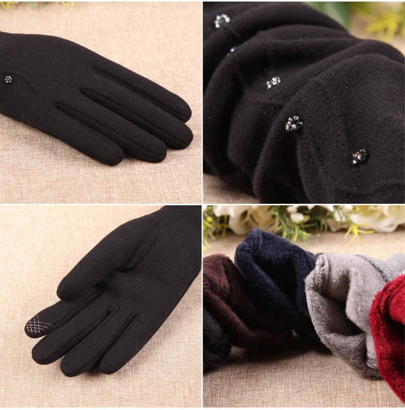 Осень зима новые женские перчатки средней и длинной секции закрученный бархат палец Сенсорный экран рукава теплые BL024N1