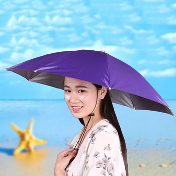 

Summer Sun Hat Portable Fishing Elastic Headband Metal Frame Hands Free Nylon Umbrella Hat Foldable Umbrella Hats Random Color