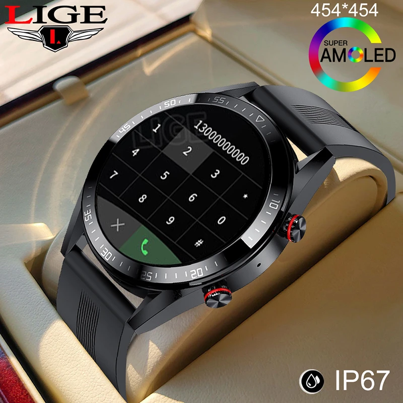 LIGE Smart Watch Men AMOLED Wristwatch For Xiaomi Watches Bluetooth Call  Sports Clock Fitness Smartwatch Android iOS Play Music|Smart Watches| -  AliExpress