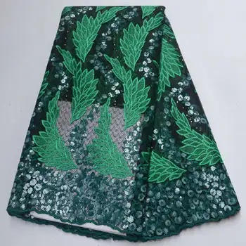 

African Lace Fabric 2019 High Quality Tulle Lace Fabric With Sequins Embroidery Lace Trim For Nigeiran Wedding dress XA004