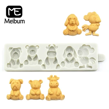 

Meibum Dog Bear Cow Chicken Animals Pattern Silicone Fondant Cake Mold Biscuits Chocolate Candy Sugar Craft Decorating Mould