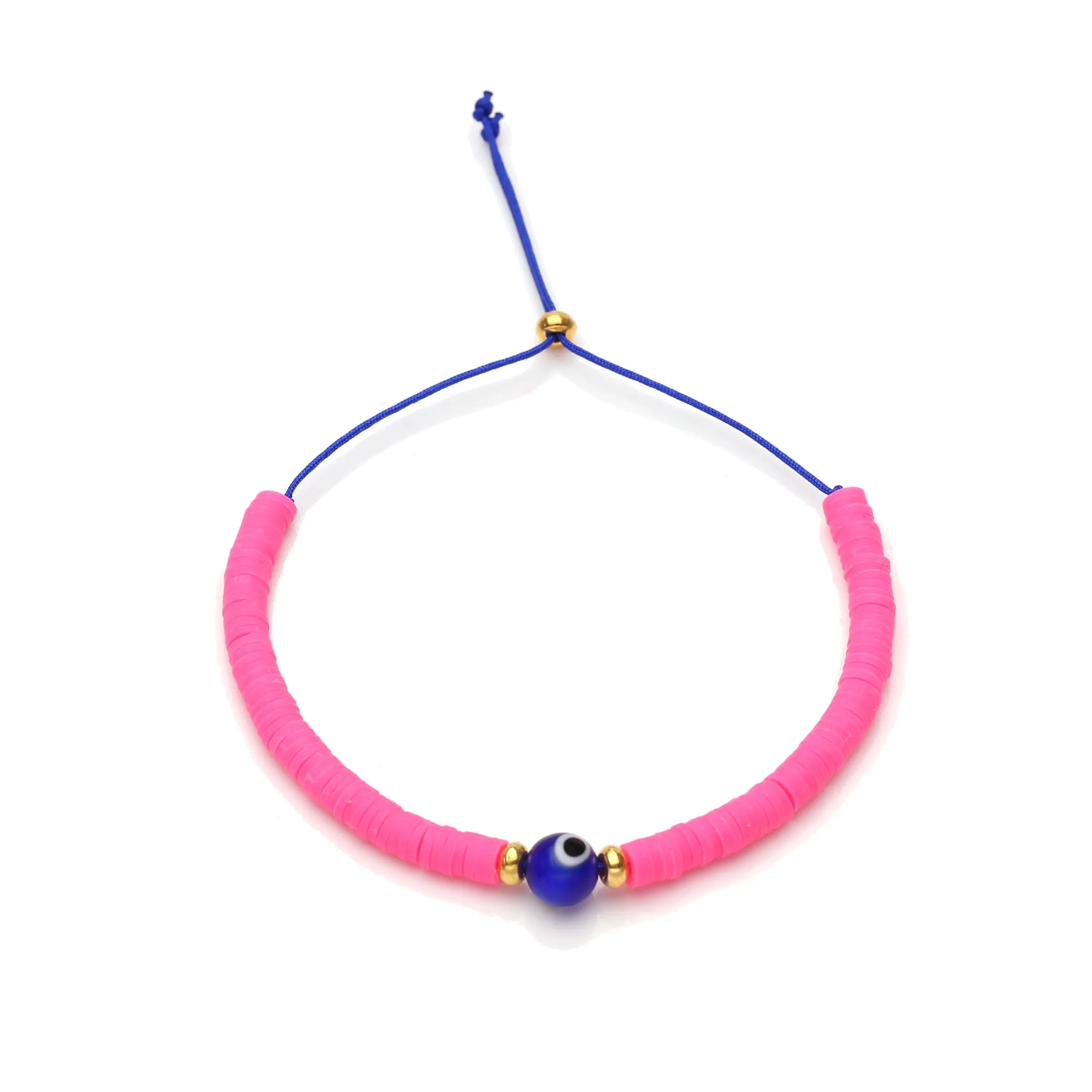 

Polymer Clay Glass Beads Evil Eye Heishi Bracelets Women Men 2019 New Fashion colorful Creative Small Fresh Summer Jewelry Gift