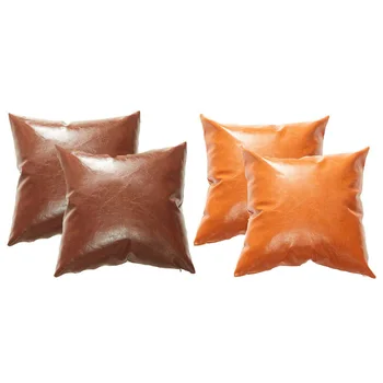 

Set of 2 Imitation Leather Pillowcase Throw Pillow Covers - Modern Decorative Throw Pillows Cases Only for Couch Bed Home Decor