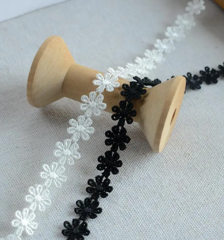 Lace Sewing Accessories 5 Yards Daisy Flower Lace Trim Embroidery Applique Polyester Trimming Sewing Crafts 1.2cm
