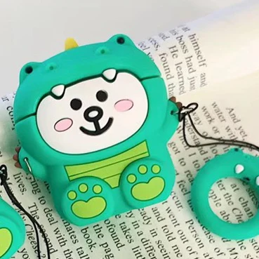 3D Силиконовый наушник чехол для Airpods чехол милый сидящий медведь Мультяшные наушники чехол для Apple Air pods чехол для Earpods брелок - Цвет: 573-HB