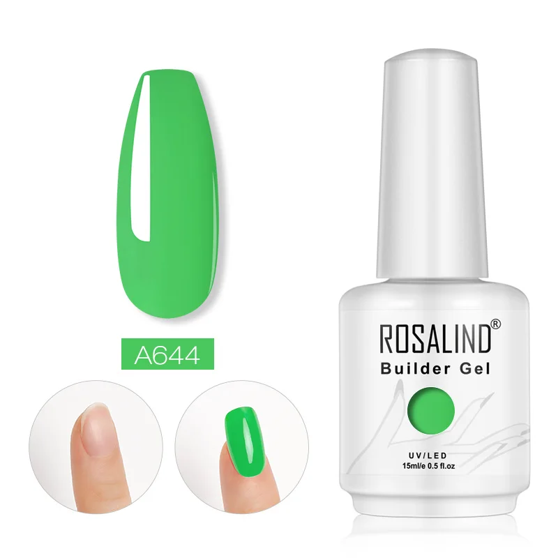 15ml A644 ROSALIND цветной гель для наращивания ногтей, полуперманентный гель, 15 мл, полилаковые гибридные Лаки, впитывающий УФ светодиодный, для маникюра - Цвет: 15ml A644