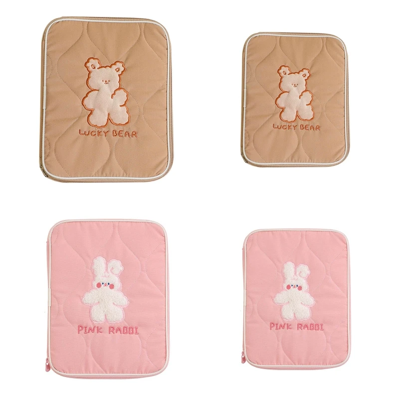 

066F Portable Cartoon Embroidery Pattern Laptop Sleeve Case Bag Pouch Cover for 13in 11in 10.5in 10.2in Tablet