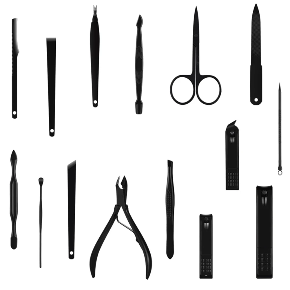 New 15pcs/set Nail Art Manicure Tools Nails Clipper Scissors Tweezer Manicure Sets Nail Care Nipper Ear Pick Kit With Case