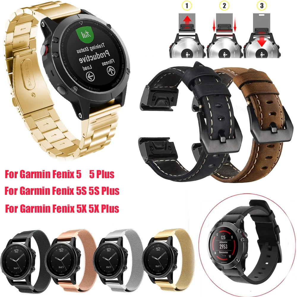 Ремешок для часов Garmin Fenix 6 6X3 3 HR Fenix 5X5 5S S60 MK1 часы Quick Release нержавеющая сталь Easyfit ремешок на запястье