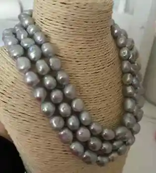 

single strand 11-13mm south sea baroque grey pearl necklace 48inch