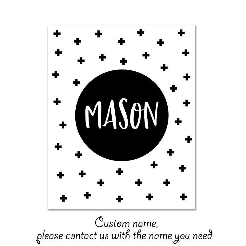 Black-White-Cartoon-Bear-Rabbit-Baby-Nursery-Wall-Art-Canvas-Poster-Custom-Name-Print-Painting-Nordic (9)