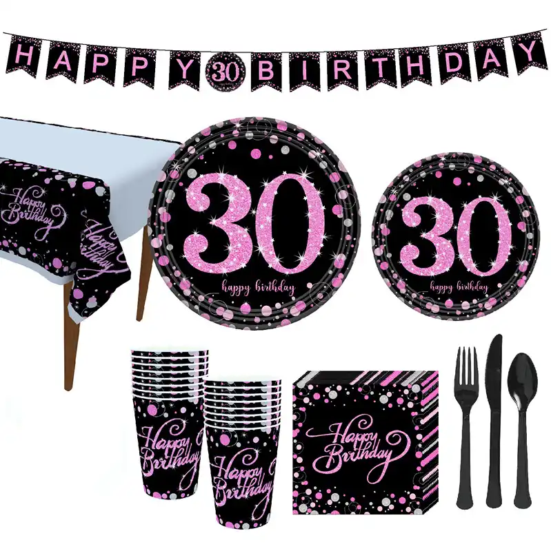 18/21/30/40/50/60th счастливая посуда для вечеринки в честь Дня Рождения наборы латексный воздушный шар "Конфетти" тарелки чашки Салфетка скатерть Д...