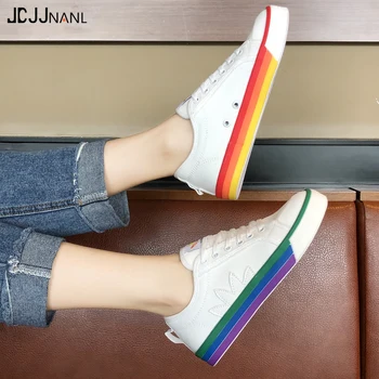 

Women Sneaker Basis Fashion Shoes Joker Comfort Lace-up Retro Rainbow Casual Women's Shoes Female Leisure Off White Shoe