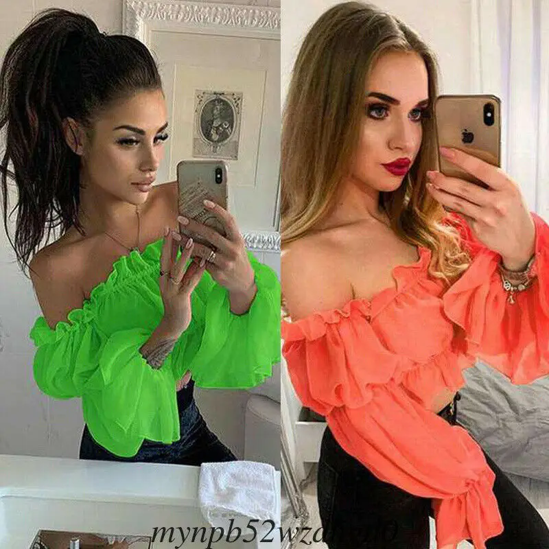 Модная женская шифоновая футболка летние футболки с длинным рукавом открытыми