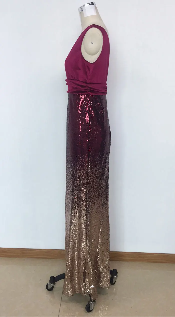 Robe De Soiree New Sexy V-neck Sleeveless Mermaid Burgundy Long Dresses Elegant Abendkleider