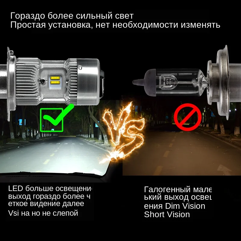 CNSUNNYLIGHT H4 LED HB2 9003 5200LmLamp Car Headlight Bulb High Low Dual Bi-Beam 6000K White Turbo Fan Canbus 12V 24V Car Light (4)