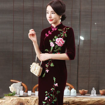 

Oversize 3XL-4XL Chinese Women Dress Vintage Button Vestidso Sexy Elegant Traditional Modern Qipao Dresses Tight Cheongsam