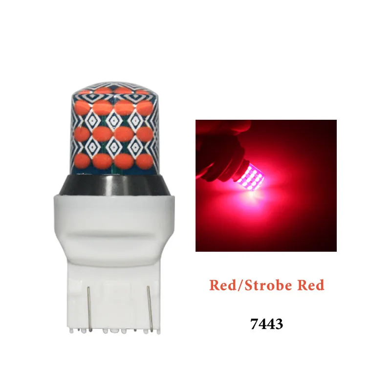 2 шт. автомобиль T20 7443 led w21/5 Вт p21/5 Вт 1157 bay15d 24SMD RGB Strobe Flash силиконовый обратный светильник тормозной светильник стоп, сигнализирующий фонарь 12v - Испускаемый цвет: T20 7443 RED