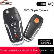 KEYECU Xhorse VVDI2 Universal 4 botones remoto llave de coche para Ford MINI programador llave VVDI herramienta MAX inglés versión XEFO01EN
