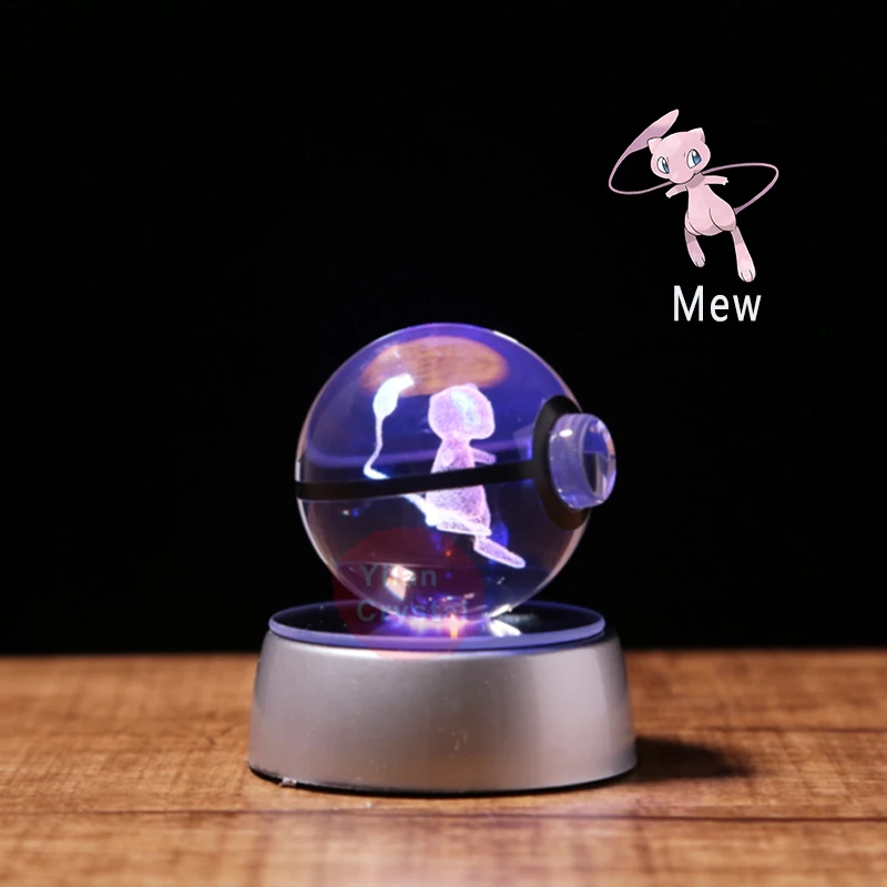 Pokemon Ball Аниме Фигурка Mew прозрачный Кристальный дизайн Pokeball Poke с светодиодный
