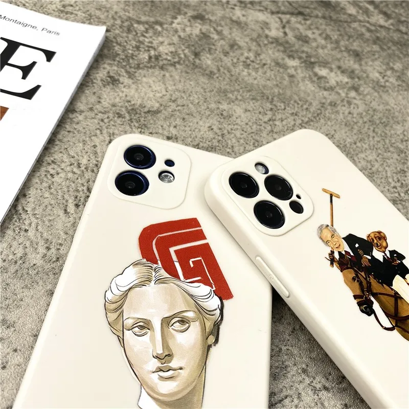 Luxury David statue soft Case For iPhone 11 12 Pro Max mini 7 8 6 6S Plus XR X XS MAX se Liquid silicone phone Cover fundas capa