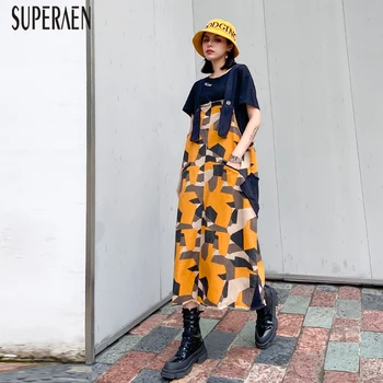 

SuperAen Denim Sleeveless Dress Women New 2020 Spring and Summer Fashion Ladies Dress Wild Casual Women Clothing Print