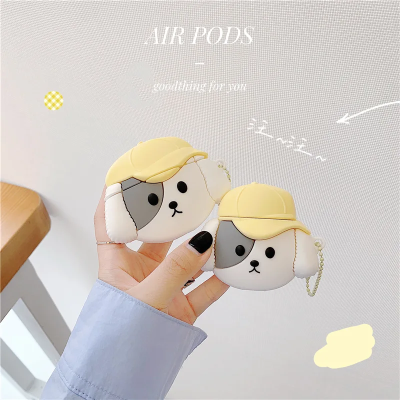 Силиконовый чехол для Apple Airpods 1 2 Pro с 3d-изображением собаки бейсбольной кепки
