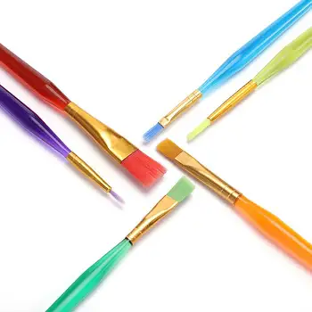 

6 Pcs/Set Colorful Tip Flat Child Paint Brushe Plastic Nylon Handle Supplies Paint Drawing Set Art Brushes S2D5