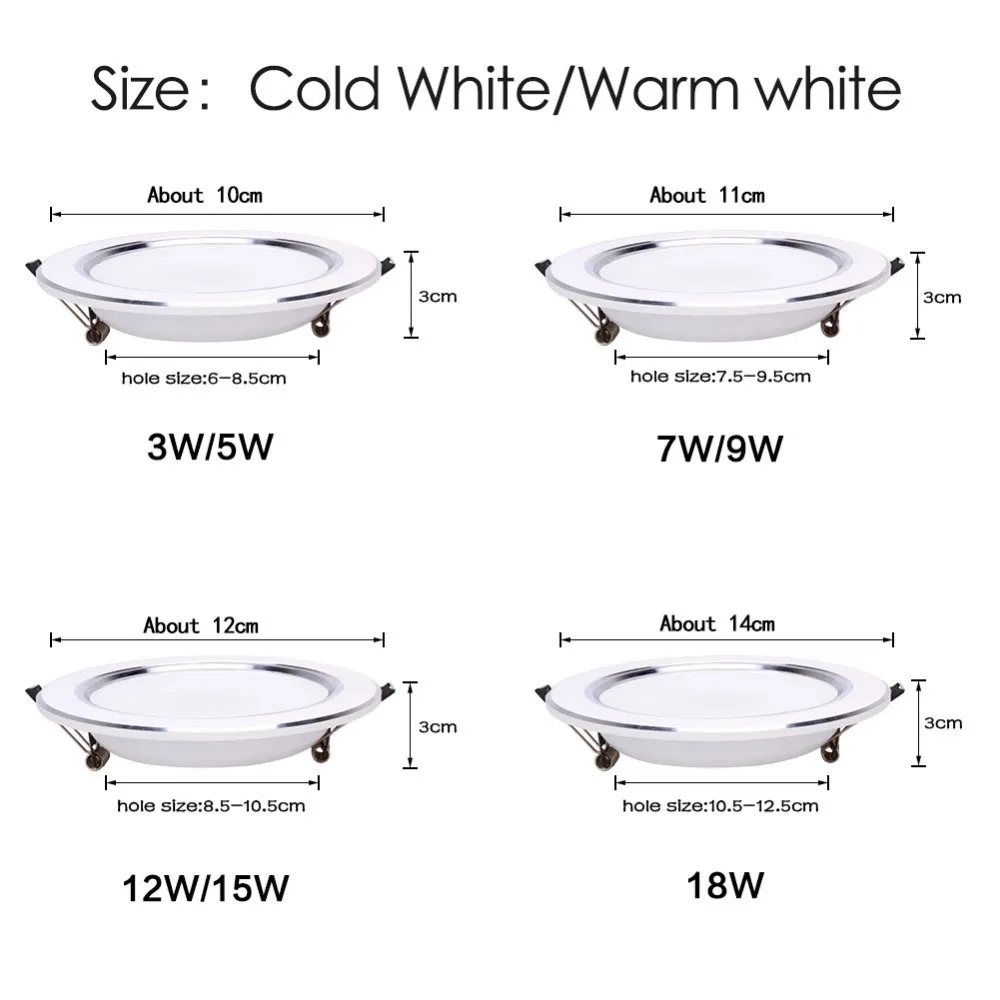 Ultra Bright Round LED Downlight 15W Aluminum 110V Down Light Ceiling Recessed Spot | Лампы и освещение