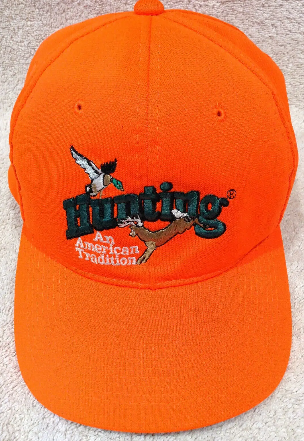 

HUNTING An American Tradition Orange PRINTED Guns Fishing Sport Baseball Cap Hat