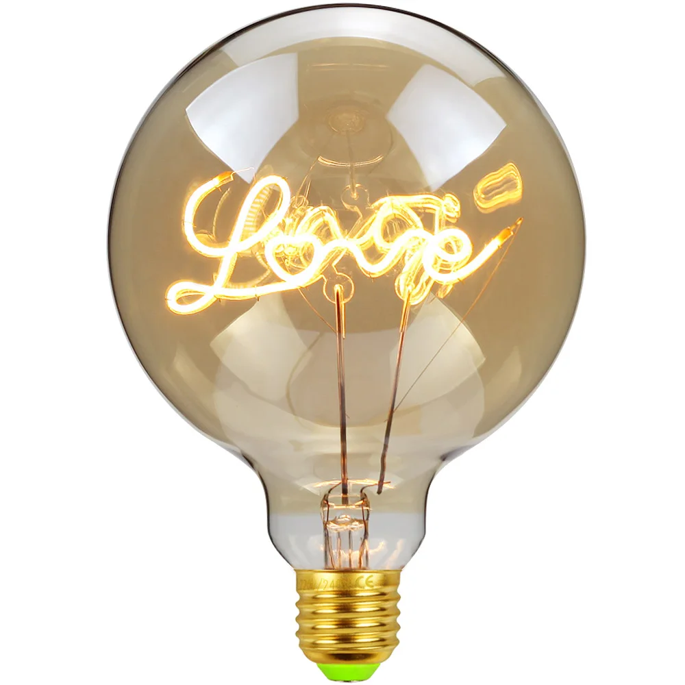 에디슨 Led 필라멘트 Led 전구 E27 빈티지 스타일 곡선 편지 홈 사랑 헬로 테이블 램프 장식 밤 램프, 거실 장식 램프
