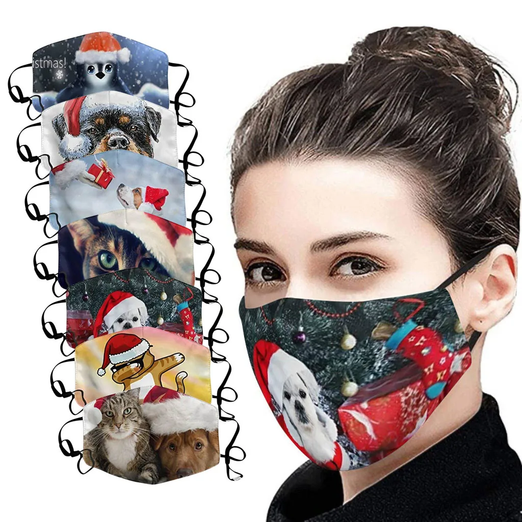 Mascarillas активированный уголь открытый рот Рождественский принт маска для лица