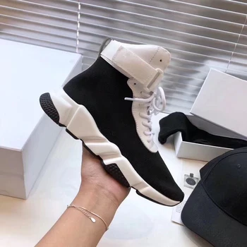 

Vibsterimma New Top Quality Speed Lace Up Trainers Women Knit Casual Shoes Sock Boots Race Runner Shoes