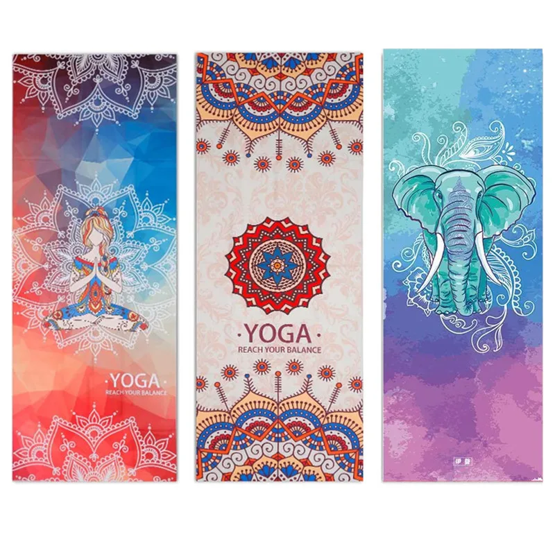 Online Toalla para Yoga estampada de microfibra 183*65cm antideslizante manta de Yoga absorber Yoga del sudor Mat toalla Pilates Fitness Mat Beach toalla